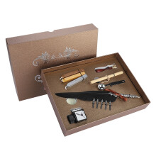 Set di penne d'oca vintage Natural Feathers, penna stilografica a immersione con piuma, set di calligrafia artistica dal design retrò con fusto in
