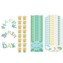 49Pcs Dinosaur Theme Party Disposable Tableware Set Paper Plate Cup Kids Boy Jungle Birthday Party Decoration Baby