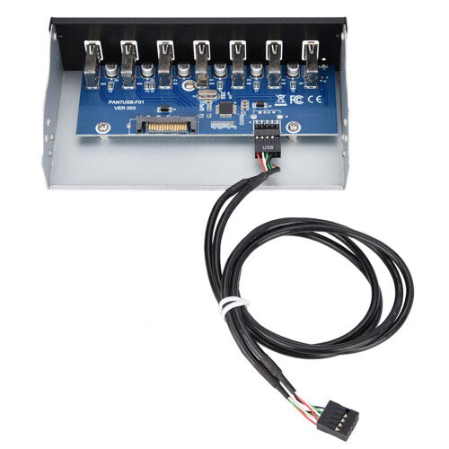 7Port USB3.0Front Panel Hub, High Speed Data Transfer With Backward Compatibility Plug And Play Design For5.25Inch Computer Case Bays Multiple 1
