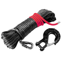 Synthetische Lierkabelset, Lierhaak, Veiligheidstrekband, Outdoor Tractie-Redding, Zwart
