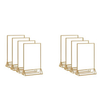 2X Acrylic Sign Holder Gold Picture Frame Double Sided Clear Display Stand, Gold Acrylic Frames for Home Shop Restaurant