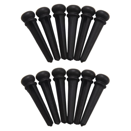 12 St Guitar Family Natural Ebony Folk Akustisk Gitarr Bridge Pins