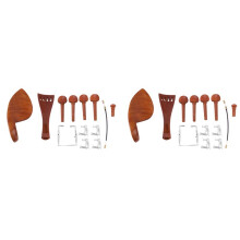 2X Un Accessoire de Piece de Violon 4/4 En Naturel Bois de Jujube Ensemble de Reglage Fin, Mentonniere Repose-Menton, Cordes, Clous de Queue, Corde de