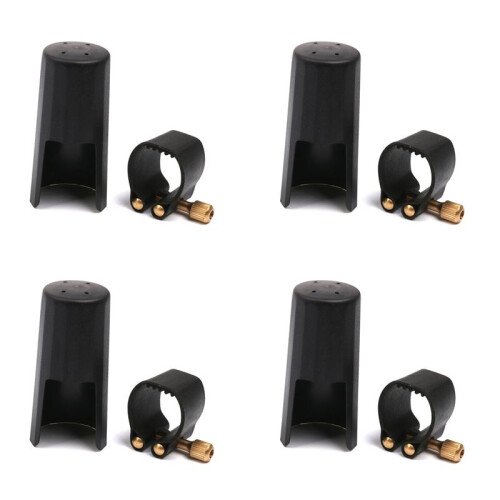 4X Plastic Clarinets Nozzle Cap with PU Ligature Black