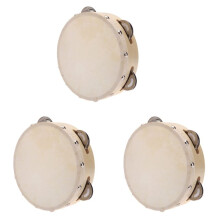 3pièces 6 Pouces Tambour Tambourin Tenu Cloche en Métal Jingles Percussion Jouet Musical pour KTV Party Enfants Jeux