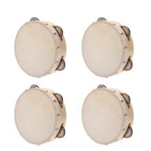 4X 6in Hand Held Tambourine Drum Bell Metal Jingles Percussion Musical Toy for KTV Party Kids Games