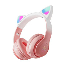 Cute Cat Gradient Wireless Headsets LED Light Headphones with Mic Kids Stereo Phone Music Game Headset