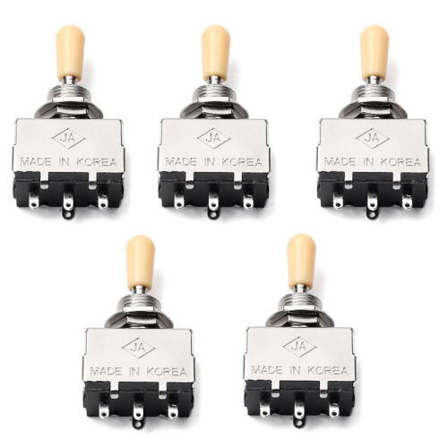 5X Solid Knob Shaft Box Style for  Sg 3 Way Pickup Selector Toggle , Beige Tip