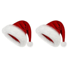 2X Christmas Hat, Santa Hat Holiday for Adults Unisex Comfort Extra Thicken Fur Xmas Hat for New Year Festive Party