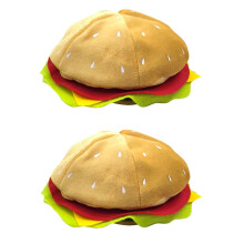 2X Lustiger Hamburger Hut, Lustiger Fast Food Hamburger Hut, Pizza Party Liefert Dekorationen, Verrückter Dummer Hut für Halloween
