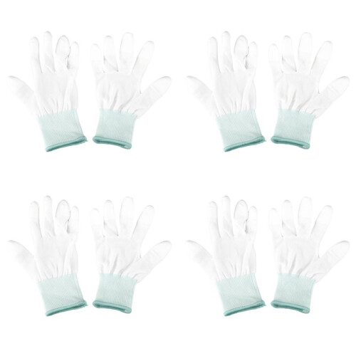 4 Pair ESD PC Computer Working Anti-Skid Anti Skid Anti-Static White Gloves New