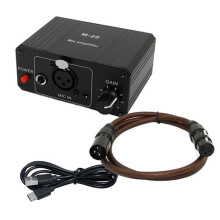 Dynamisk Mikrofon Kondensator Mic Amplifier M-20 Audio 48V Phantom Power Charging Svart för Live Ljudkort Högtalare B
