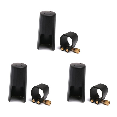 3X Plastic Clarinets Nozzle Cap with PU Ligature Black 1