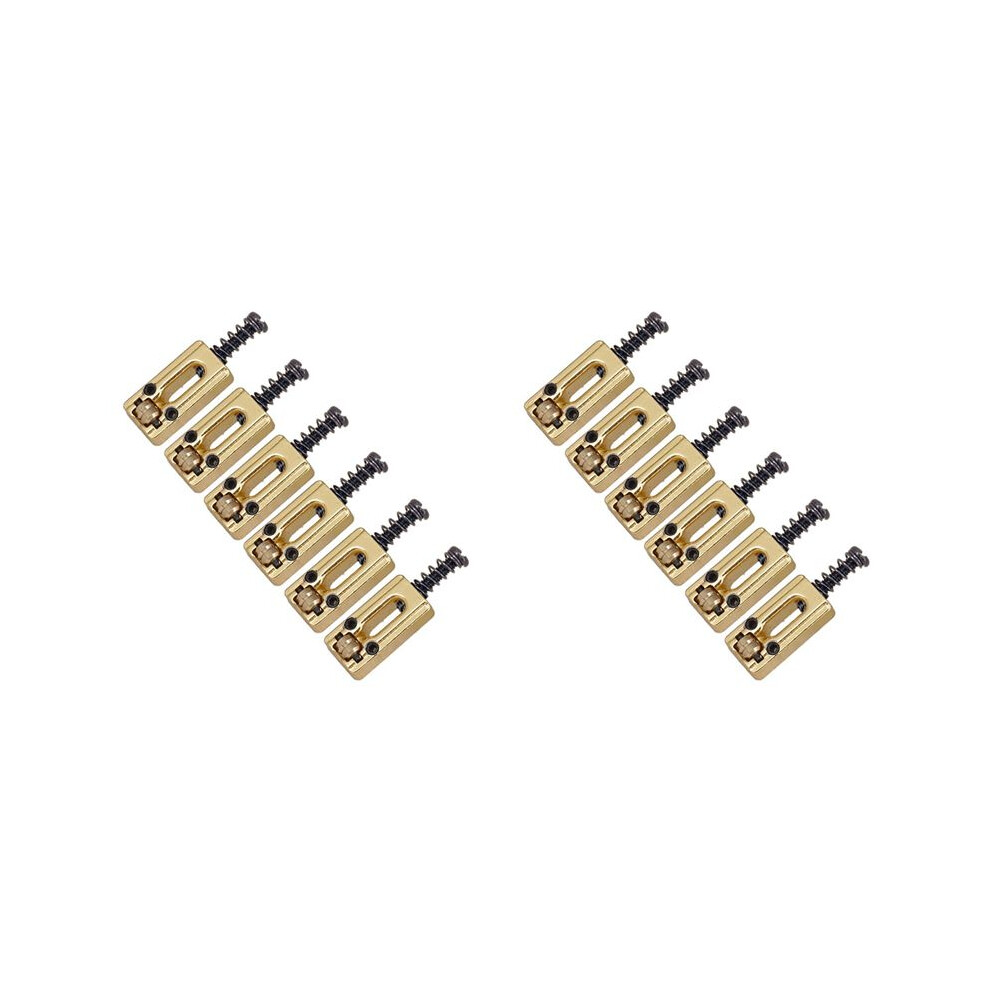 12 Pcs Metal Guitar Bridge Saddle Roller String Tremolo Bridge Saddles For Electric Guitar Replacement Parts,Gold 4711729760866