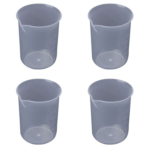 50mL Graduated Beaker Clear Plastic Measuring Cup for Lab 4 Pcs