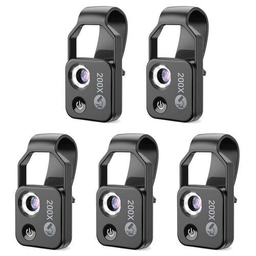 5X 200X Cell Phone Microscope Accessory with Window Microscope, Portable  Digital Microscope with LED Light/Clip