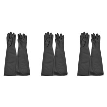 3X Blast Rubber Gloves for Sandblasting Sandblaster Sand Blast Cabinet Sandblasting Gloves SandBlaster Parts 60cm Black
