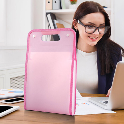 Cartella portadocumenti rosa con 13 tasche, formato lettera 2