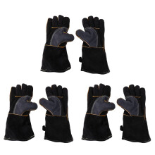 6X Guanti Resistenti al Fuoco Estremi nel Pelle con Impunture, Guanti Perfetti per Camino,Stufa,Forno,Grill,Saldatura,Barbecue,Mig,Presina,