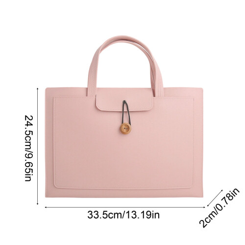 PU Leather A4 File Folder Waterproof with Hand Strap Pink 1