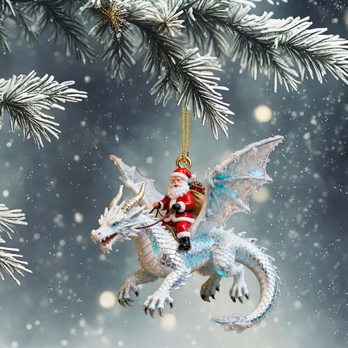 2D acryl kerstman motorfiets ornament (1 stuk) 2