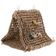 1Hangkussen Rattan Vogels Rustplek En Speelbed Lichtbruin