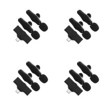4Sets Compact Wireless Lavalier Mic ABS Clip-on Lapel Microphone Black