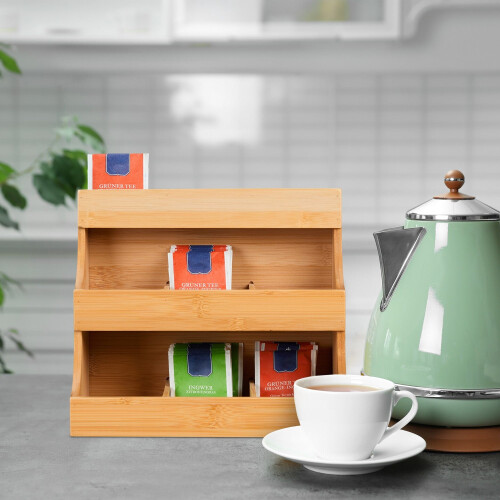 Tea organizer 9 compartments bamboo 2