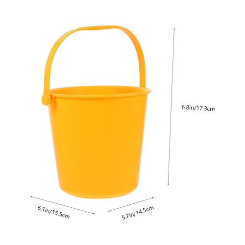Yellow Beach Sand Bucket Portable Handle Plastic 1Set 1