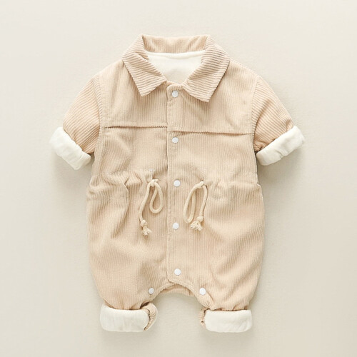 Toddler Jumpsuit Soft Thick Warm White Drawstring 1