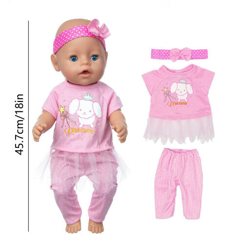 Pijama com estampa animal para bonecas de 43 cm/18 polegadas, roupa de dormir com estampa de desenho animado e ajuste confortável. 2