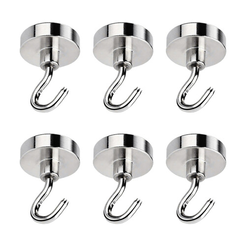 6-Pack Heavy-Duty Magnetic Hooks, 12kg Hold