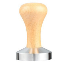Presator de cafea cu mâner din lemn natural, bază din oțel inoxidabil ușor de curățat, instrument ergonomic de tasare pentru distribuirea