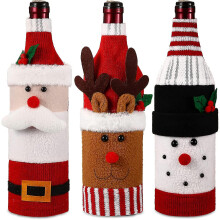Housse de bouteille de vin en forme de pull de Noël, adorable pour les fêtes de fin d'année, accessoire décoratif réutilisable et fait main en