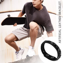2Pcs White Rivet + Black Rivet Punk Pyramid Studded Artificial Leather Bracelet Wristband