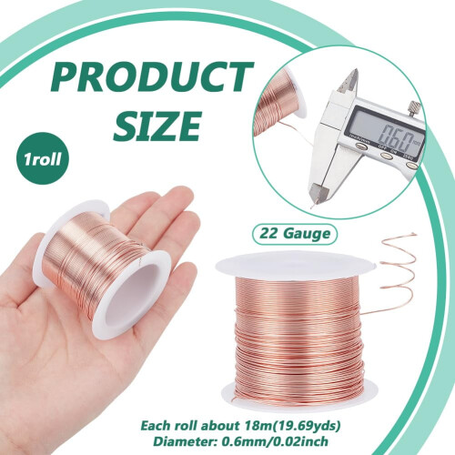 59Feet0.6mm22Gauge σύρμα χαλκού Σύρμα κατασκευής κοσμημάτων Σύρμα από χαλκό για χάντρες 1