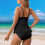 Women's Tankini Swimsuit Slimming Solid Full-Coverage 4