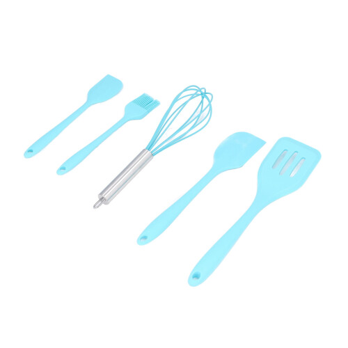 5-Piece Blue Silicone Utensil Set - Non-Scratch, Heat Resistant Kitchen Tools 1