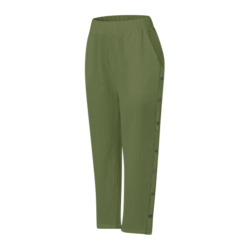 Leinenhose für Damen, Armeegrün, Petite-Passform 1
