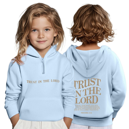 Boys Hoodie Letter Print Pullover Zip Up with Pockets 1