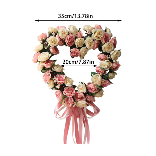 Silk Rose Heart Wreath Fabric Garland 1 Pack 1