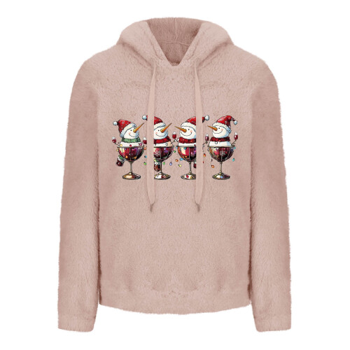 Χριστουγεννιάτικη γυναικεία μπλούζα Sherpa Fleece με κουκούλα και μεγάλο πουλόβερ με 2