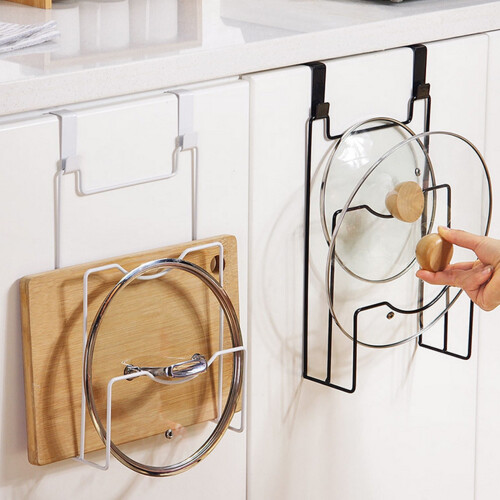 Delicate Pot Lid Rack Black Wall Mounted Kitchen Storage Holder Compact and Convenient 1