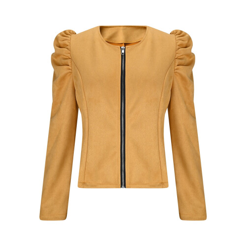 Women's Cropped Blazer Jacket with Puff Sleeves 2