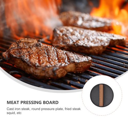 HEMOTON Steak Press Hamburger Meat Tenderizing Tool Patty Round Grill Black 2