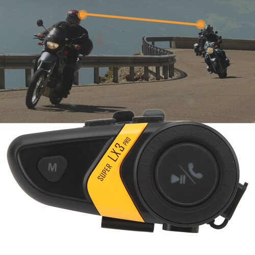Cască de motocicletă Bluetooth, interfon cu rază lungă de acțiune, comunicare Full Duplex, cu sunet stereo și control inteligent al zgomotului, 1