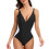 Women's one-piece swimsuit with tummy control, deep V neck, 4