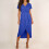 Abito lungo da donna blu royal con scollo a V e maniche corte, 6