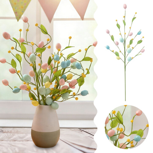 Artificial Easter Floral Stems with Pastel Eggs 3 Pack 2