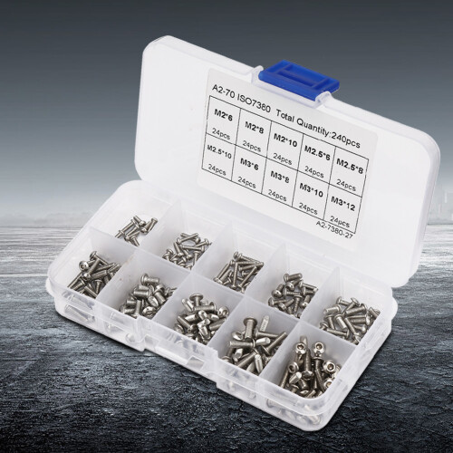 Assortment Kit Socket Cap Screws Stainless Steel Corrosion Resistant Anti Rust Hex Socket Nut Countersunk Head Metric Thread Easy To Install Reusable 1